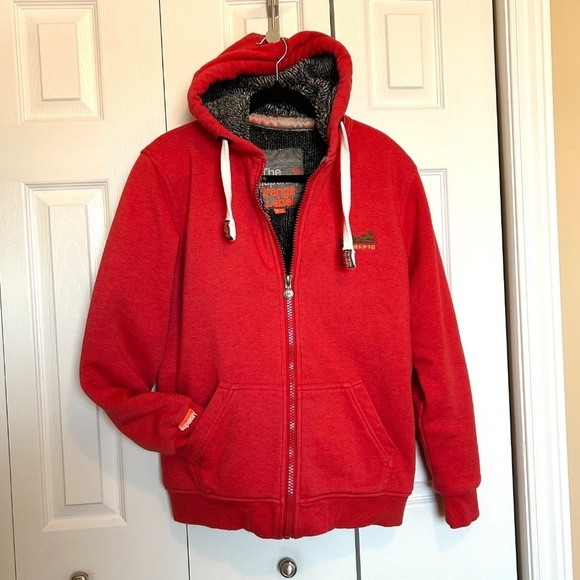 Superdry Orange Label Vintage Logo Borg Lined Zip Hoodie Size L - Picture 17 of 17